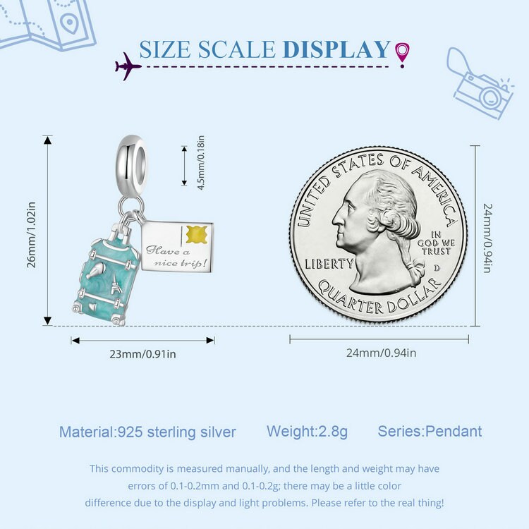 Traveling Airplane, Suitcase, Blue Earth & Airplane Charm