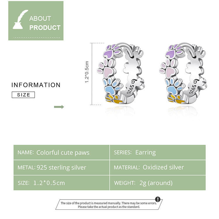 Colorful Paw Stud Earrings