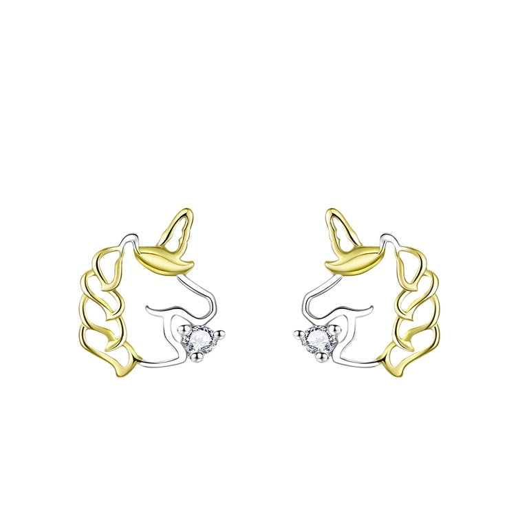 Compact Unicorn Stud Earrings