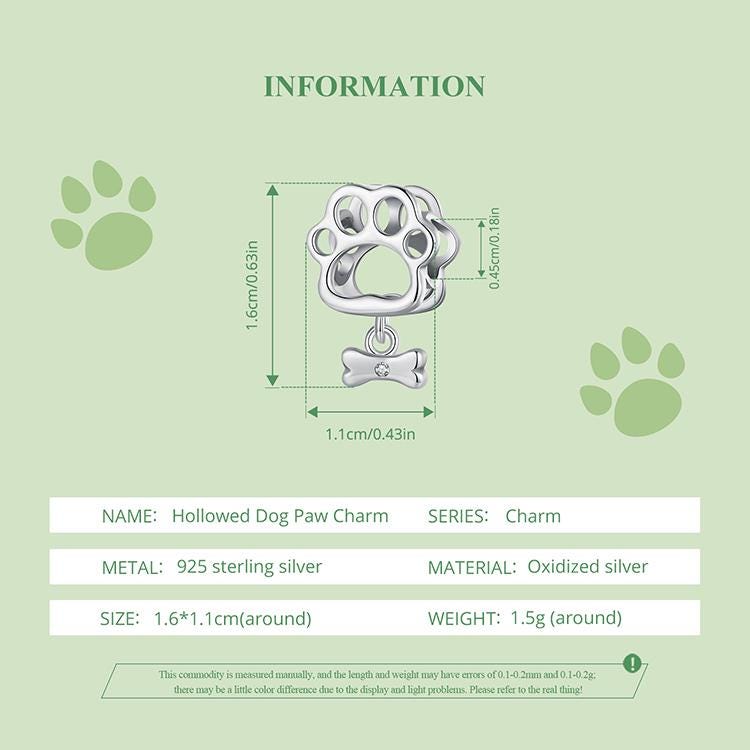Hollowed Dog Paw Charm