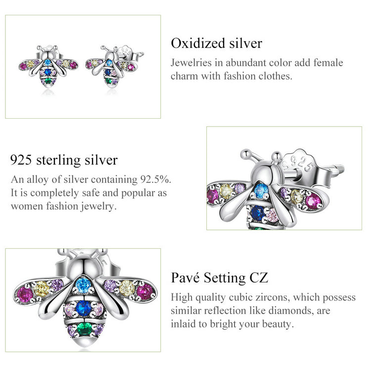 Iridescent Bee Stud Earrings