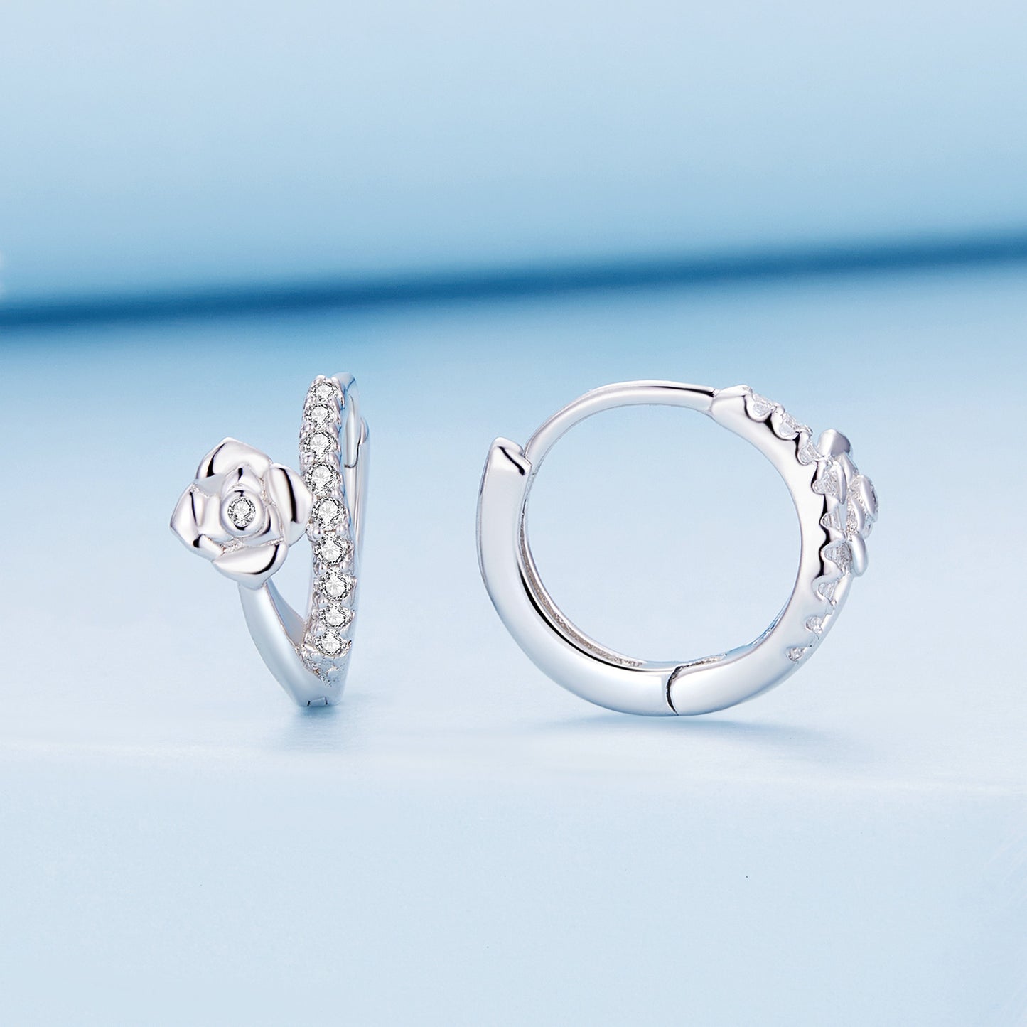Floral Zircon Clip-On Earrings