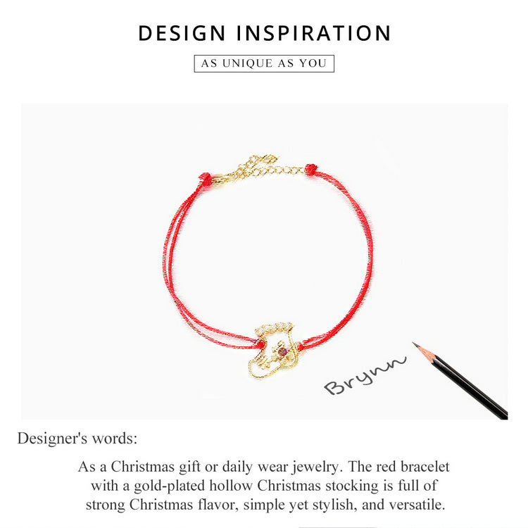 Festive Sock Red Woven Bracelet