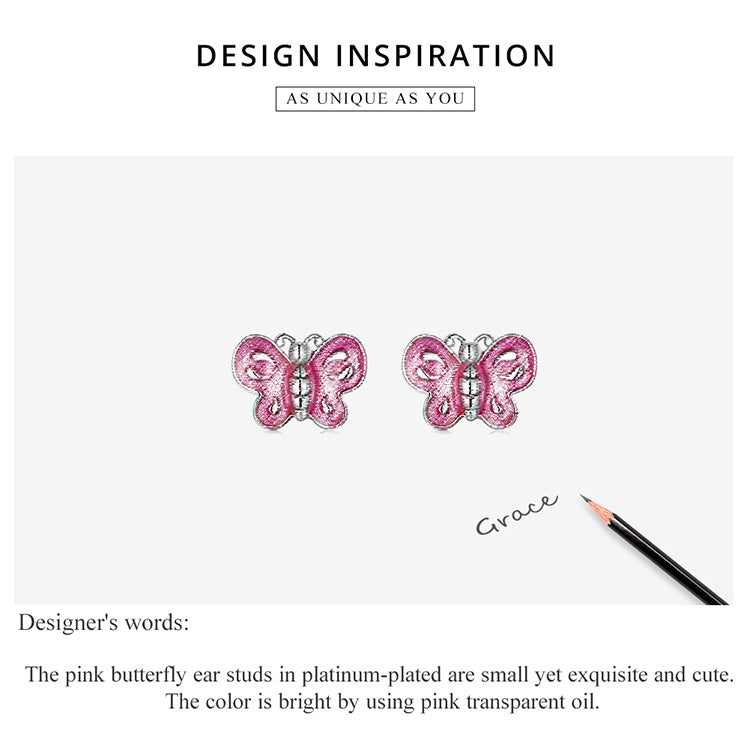 Pink Butterfly Stud Earrings
