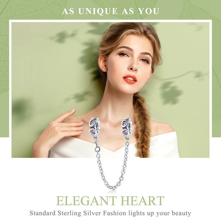 Elegant Heart Safety Chain Charm