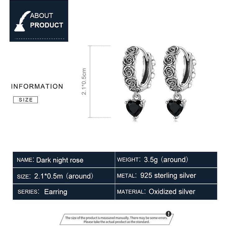 Dark Rose Stud Earrings