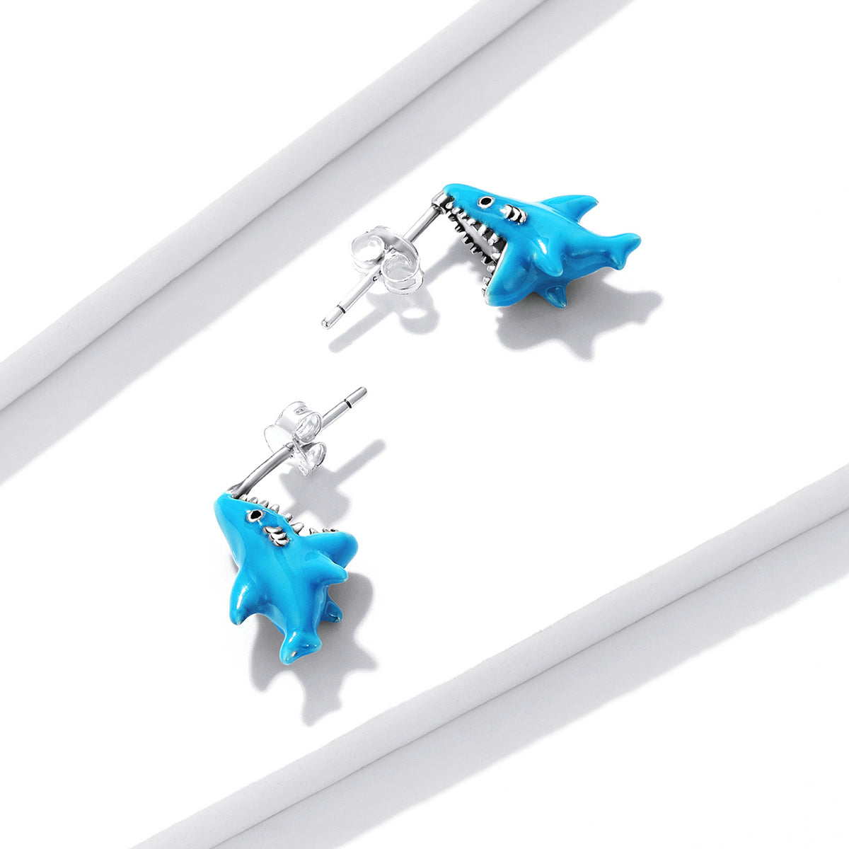 Playful Shark Stud Earrings