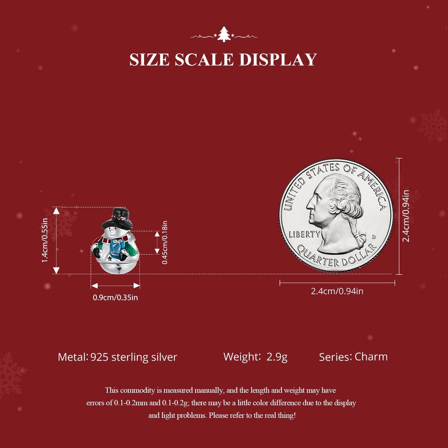 Christmas Bell Snowman Charm