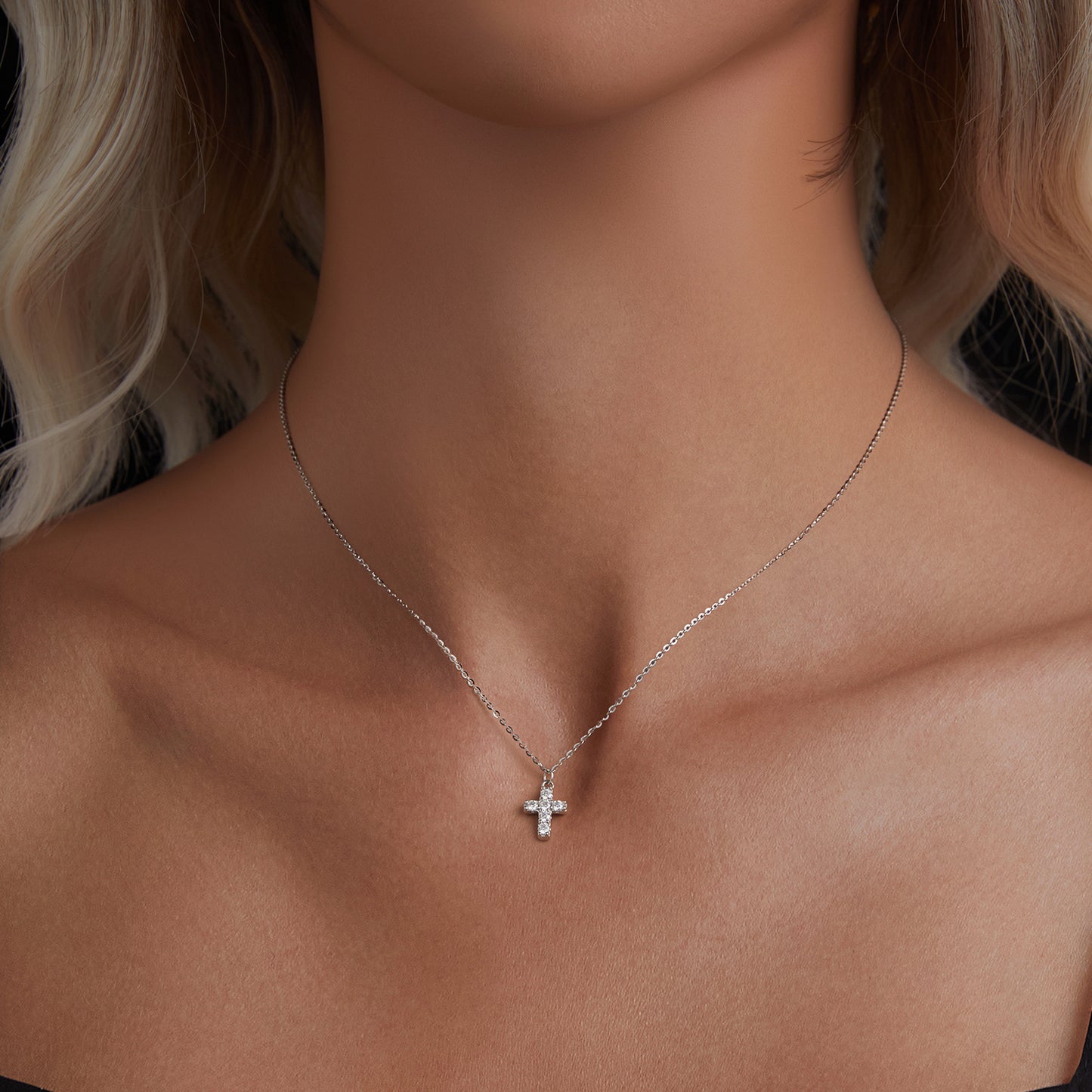 Moissanite Cross Pendant Necklace