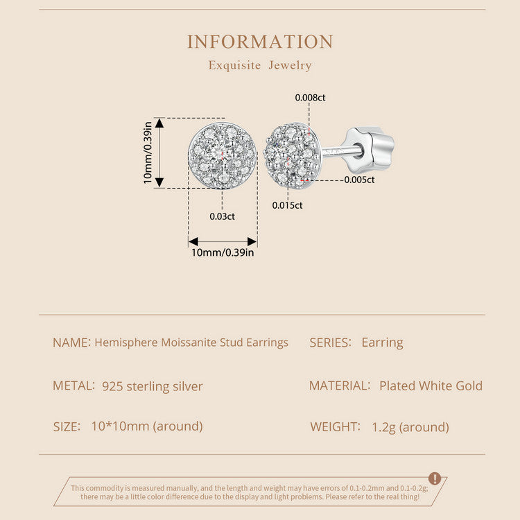 Dome-Shaped Moissanite Studs