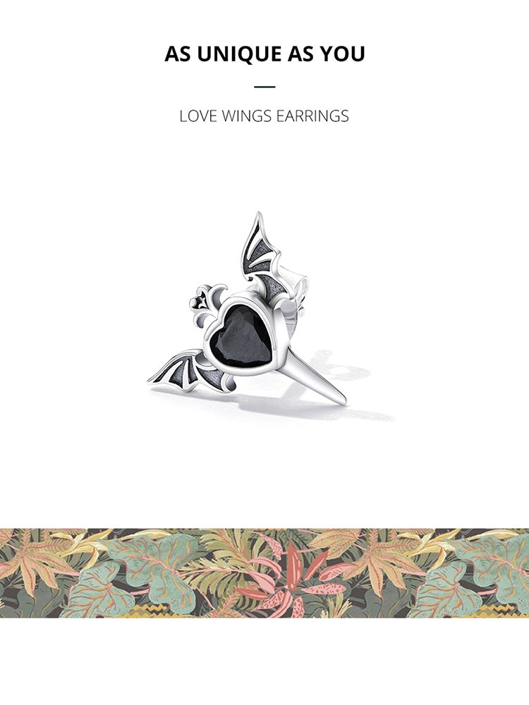 Heart Wing Stud Earrings