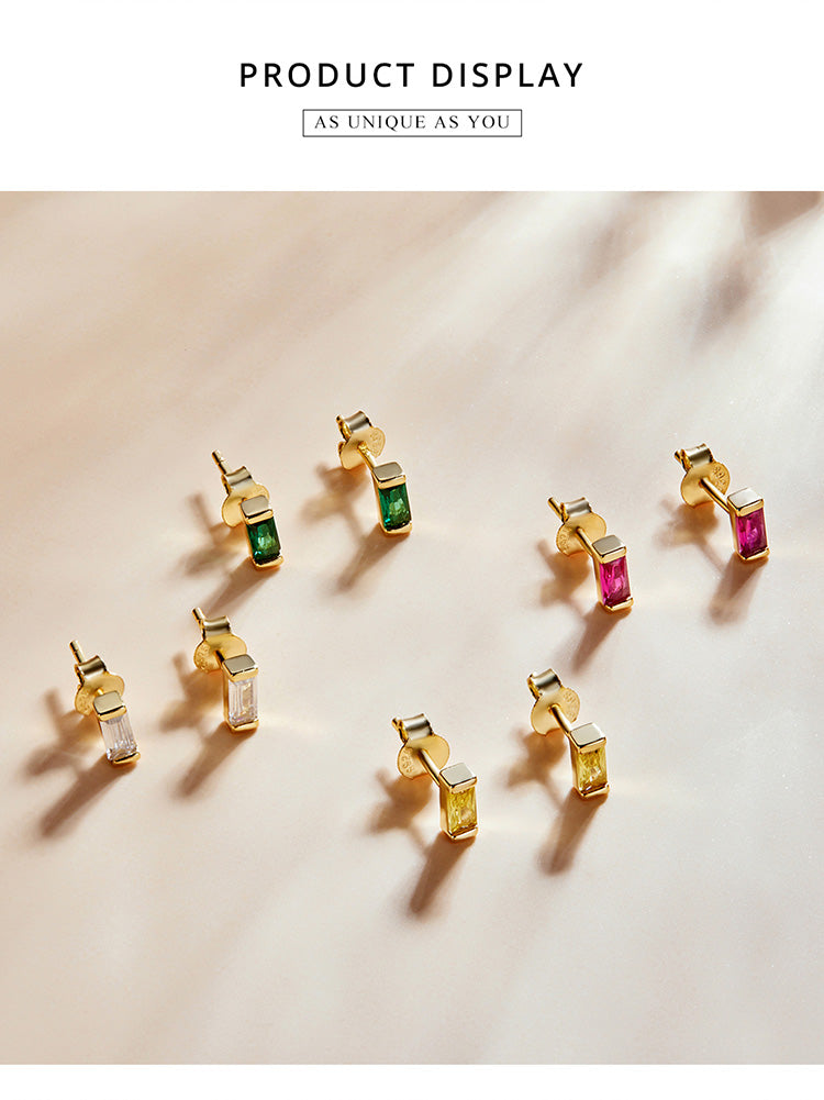 Sparkling Pink Square Stud Earrings