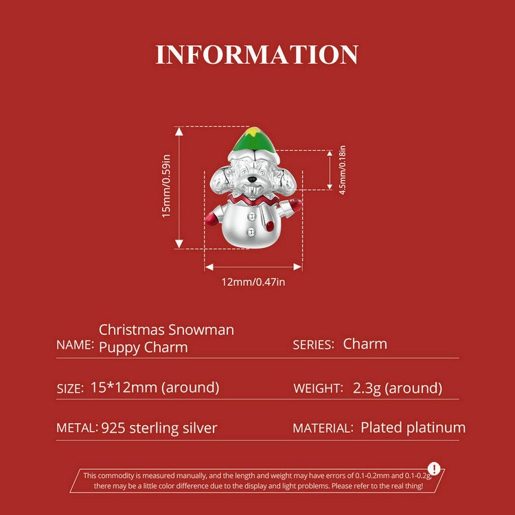 Christmas Snowman Puppy Charm