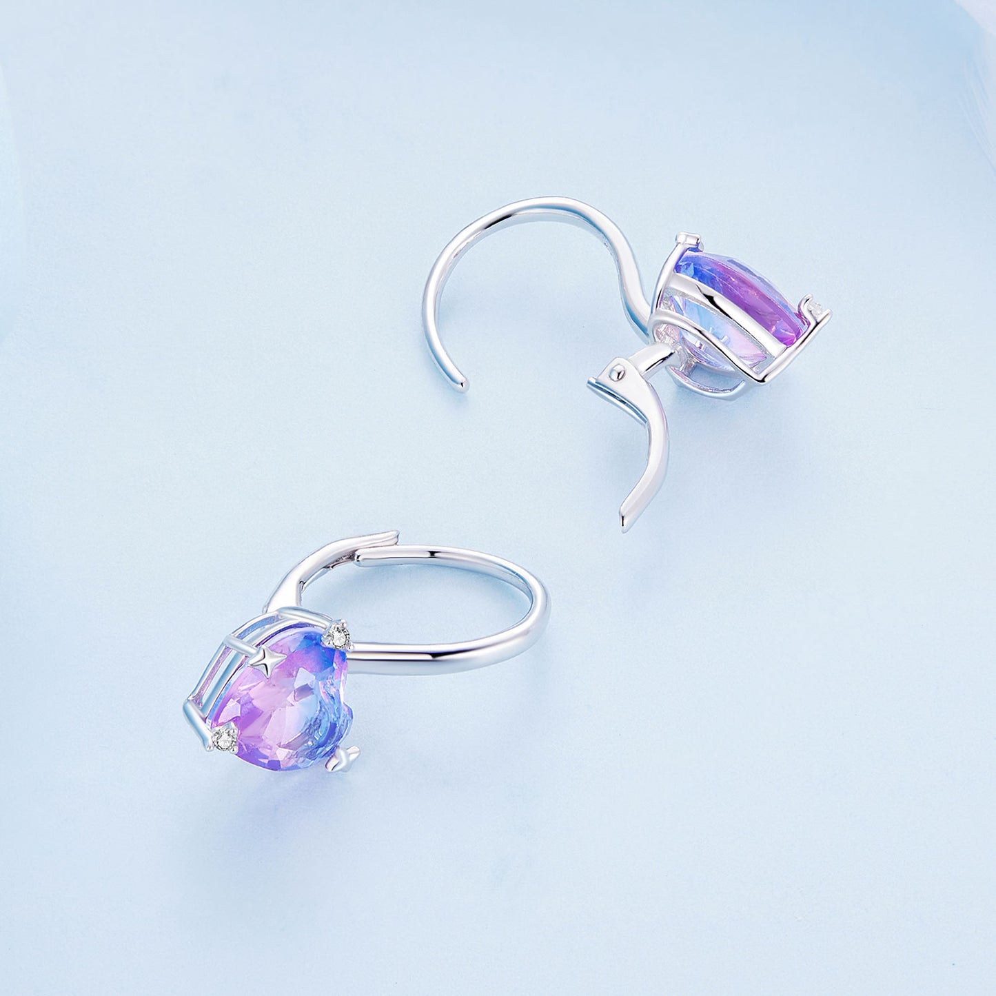 Iridescent Glass Spring Clip-On Earrings