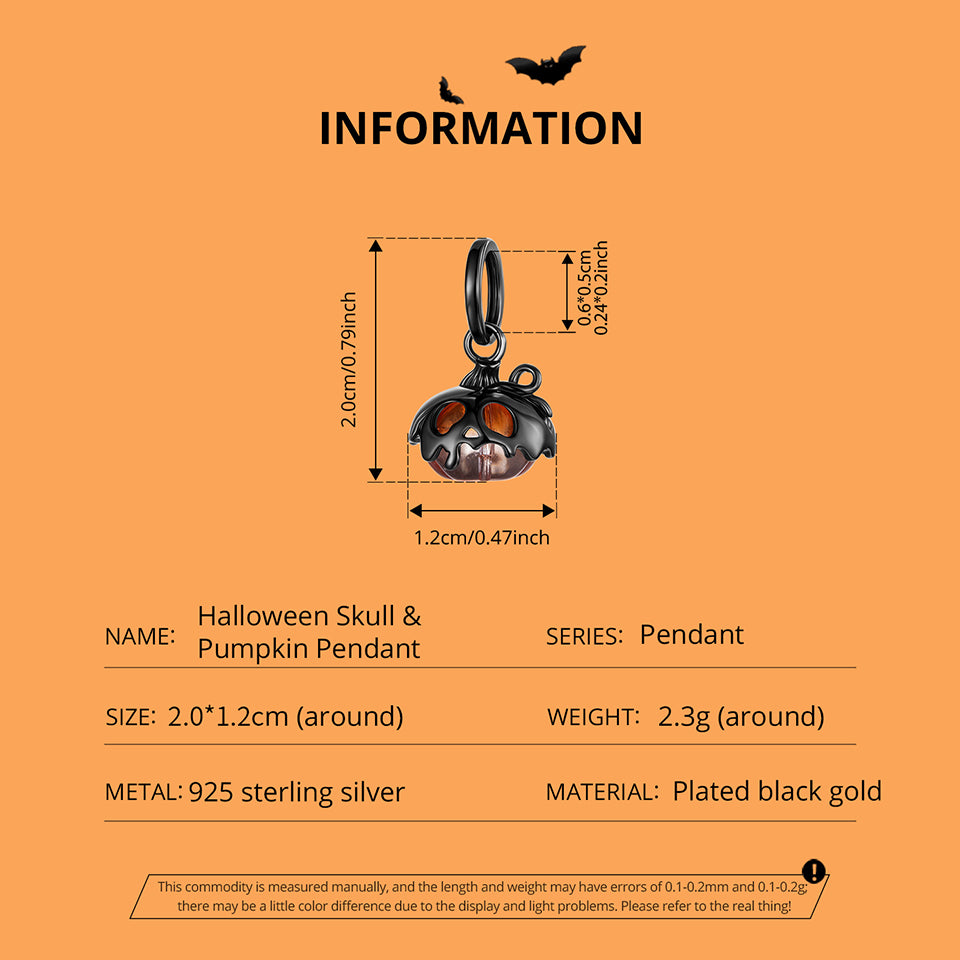 Halloween Skull & Pumpkin Pendant Charm