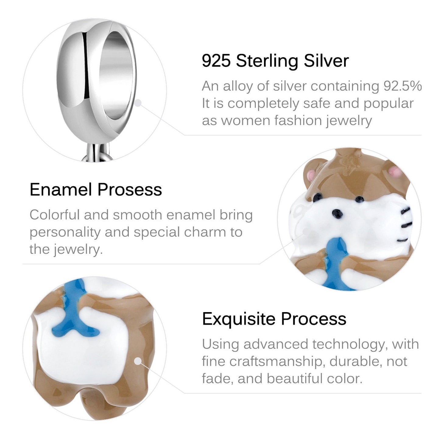 Otter Eating Fish Pendant Charm