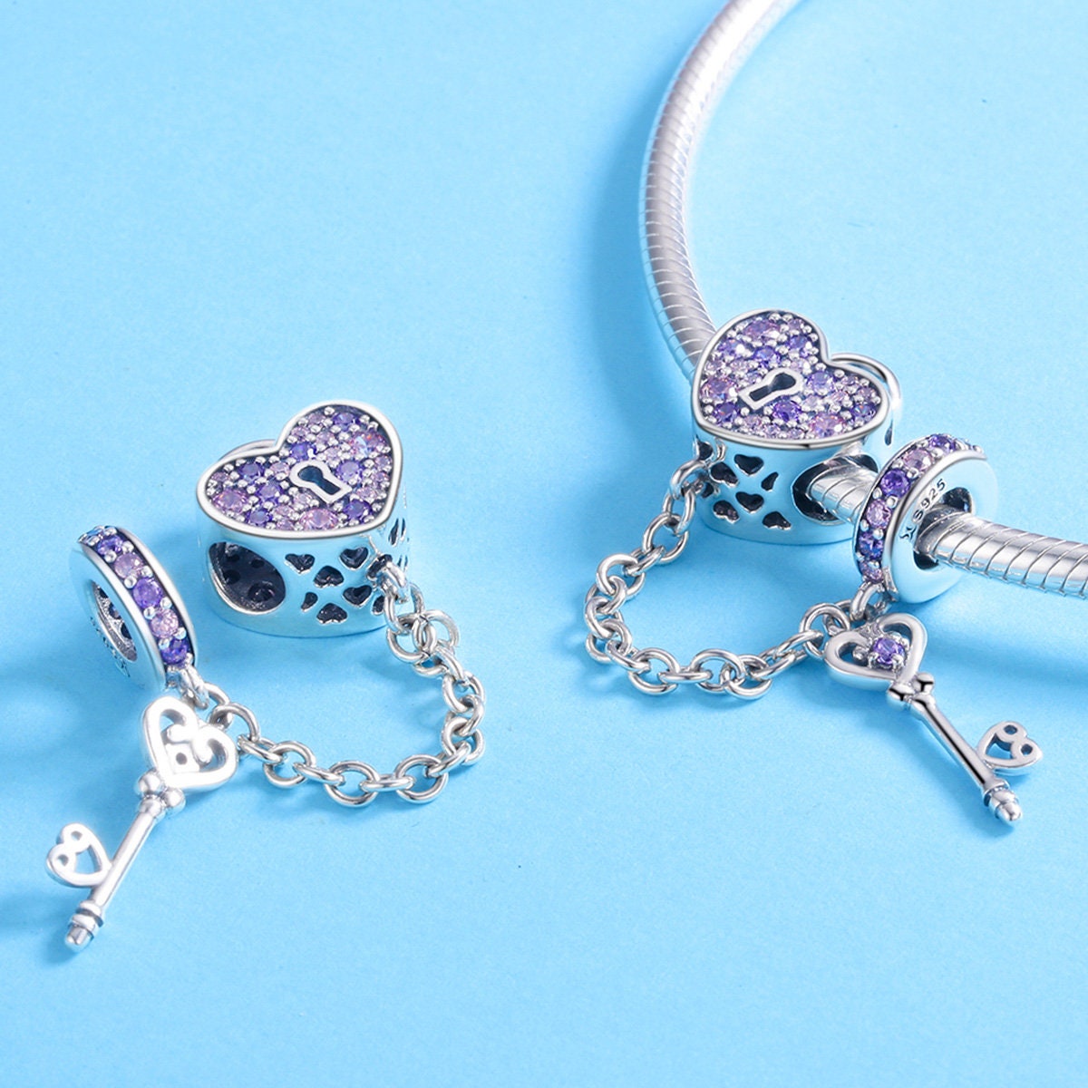 The Key of Heart Safety Chain Charm