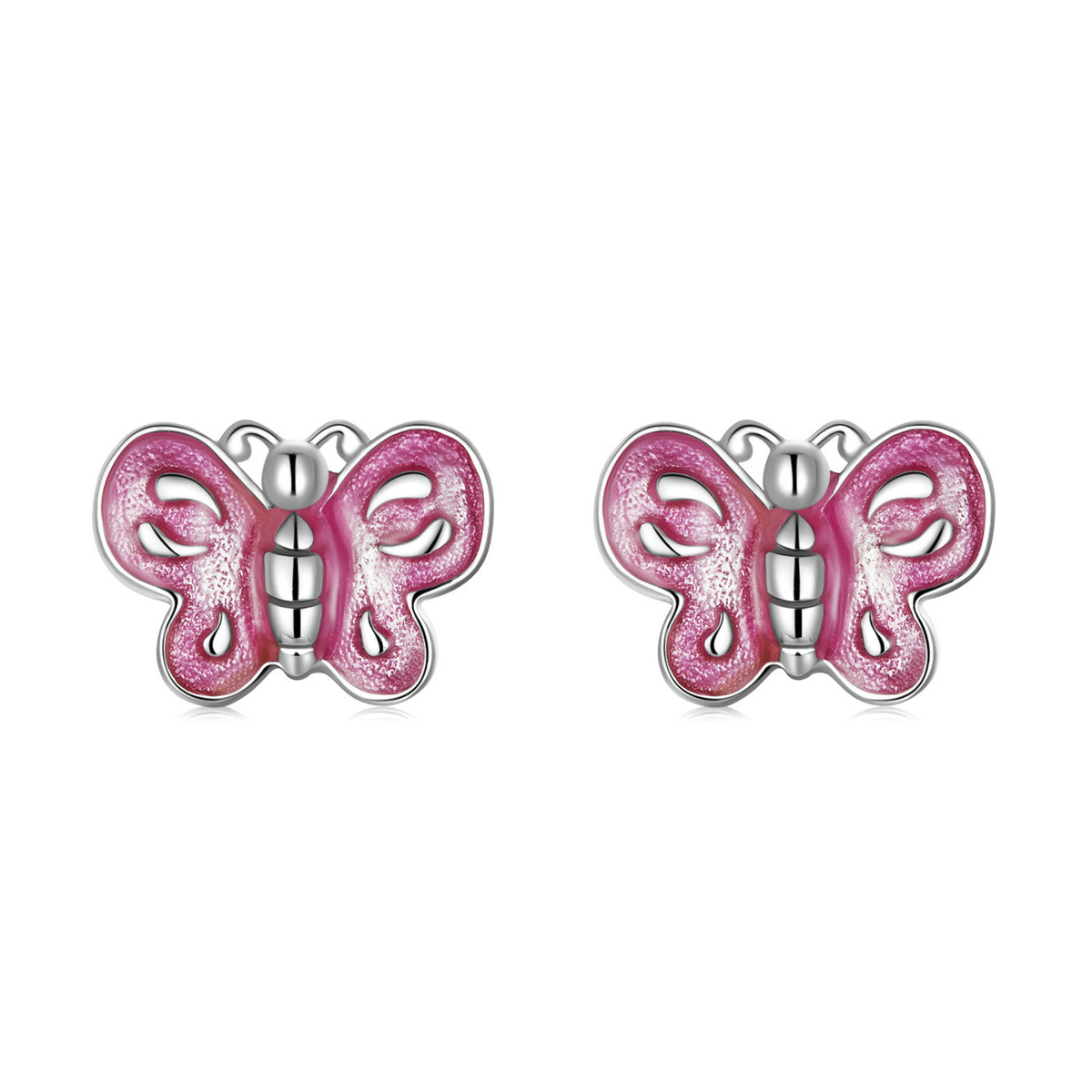Pink Butterfly Stud Earrings