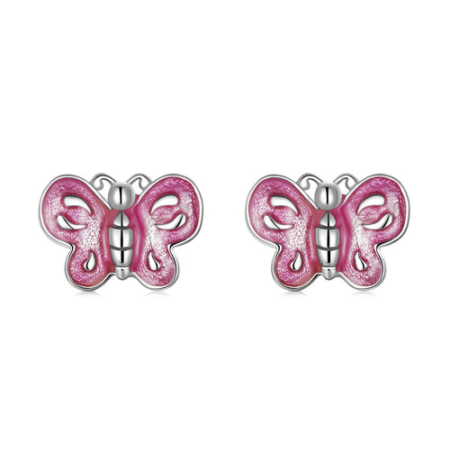 Pink Butterfly Stud Earrings