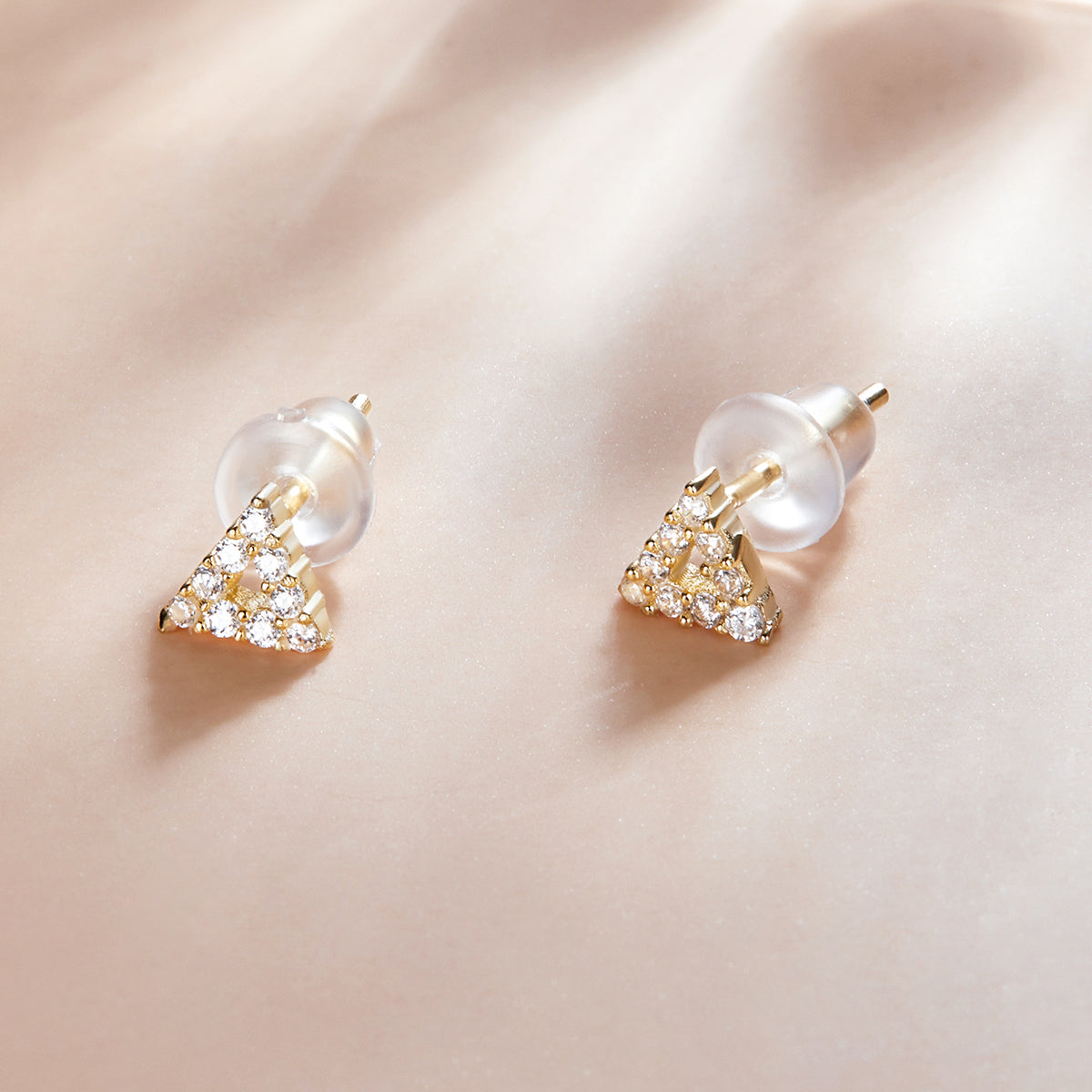 Sparkling Triangle Stud Earrings