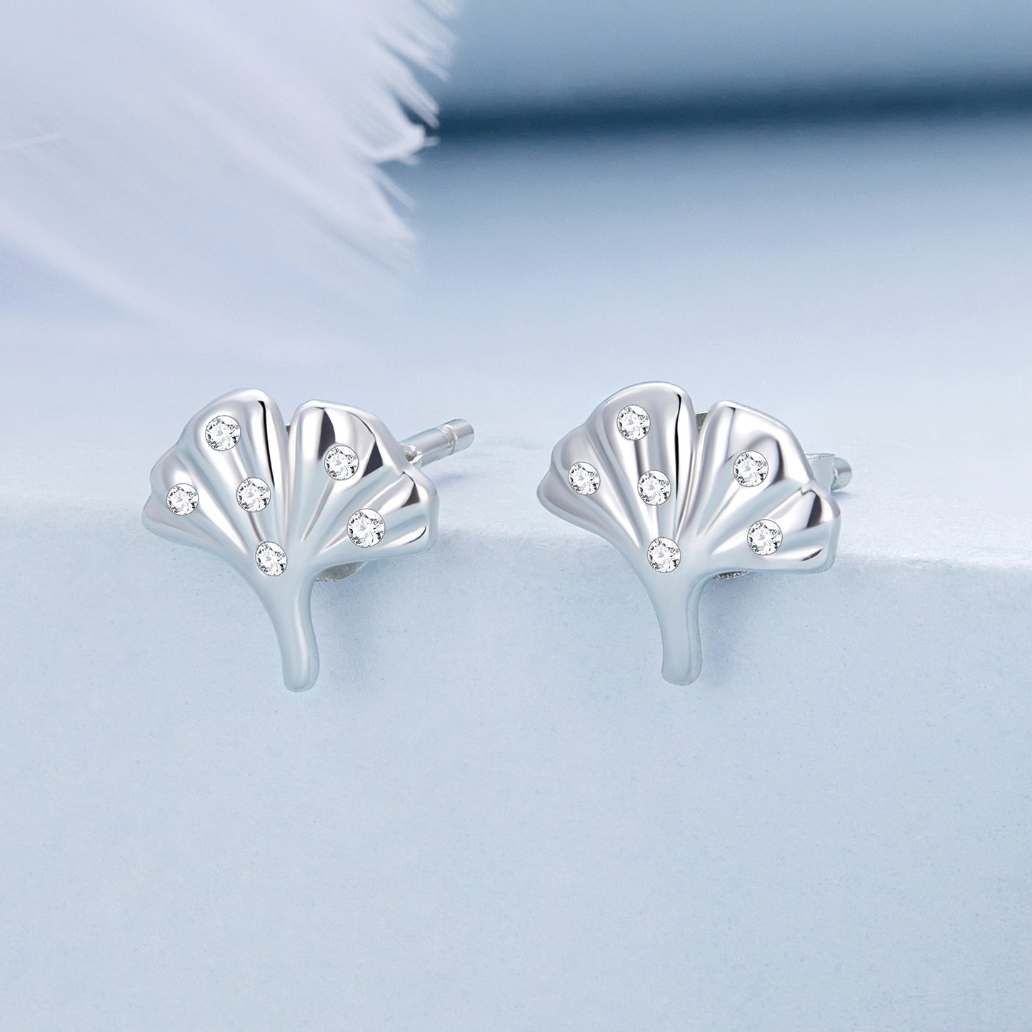Ginkgo Leaf Stud Earrings