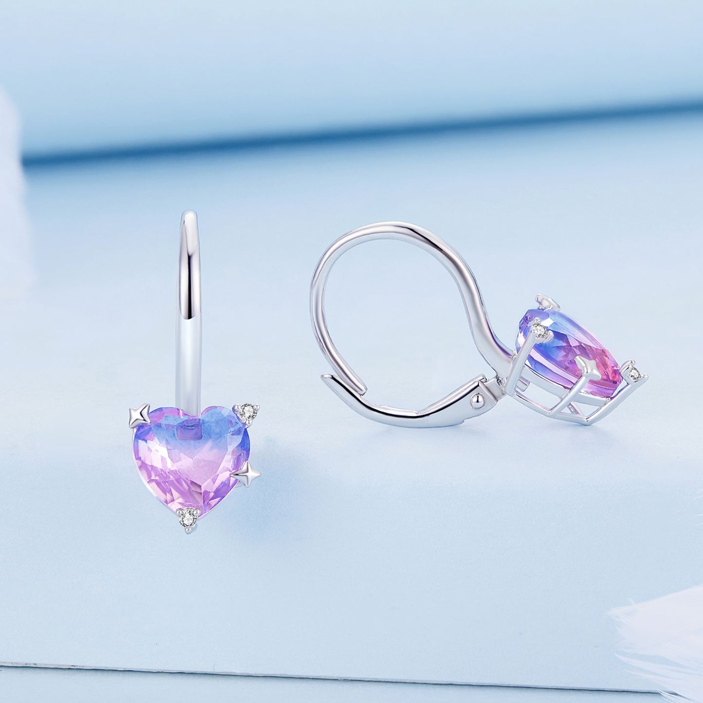Iridescent Glass Spring Clip-On Earrings
