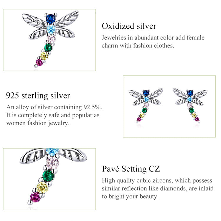 Colorful Dragonfly Stud Earrings