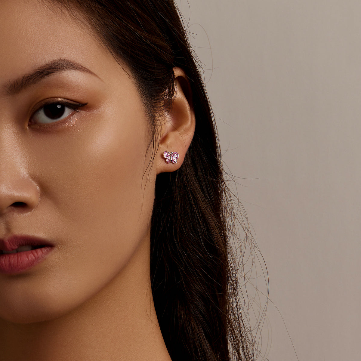Pink Butterfly Stud Earrings