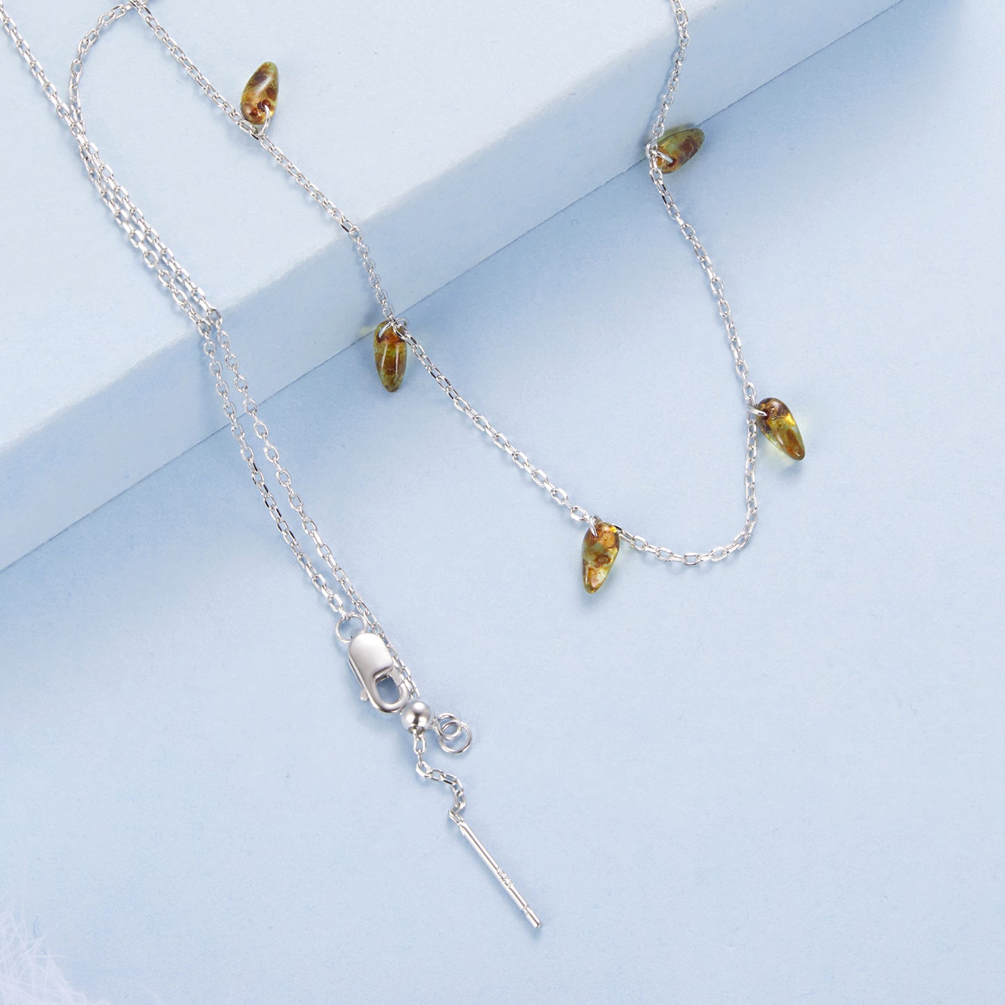 Amber Fringe Neck Chain Necklace