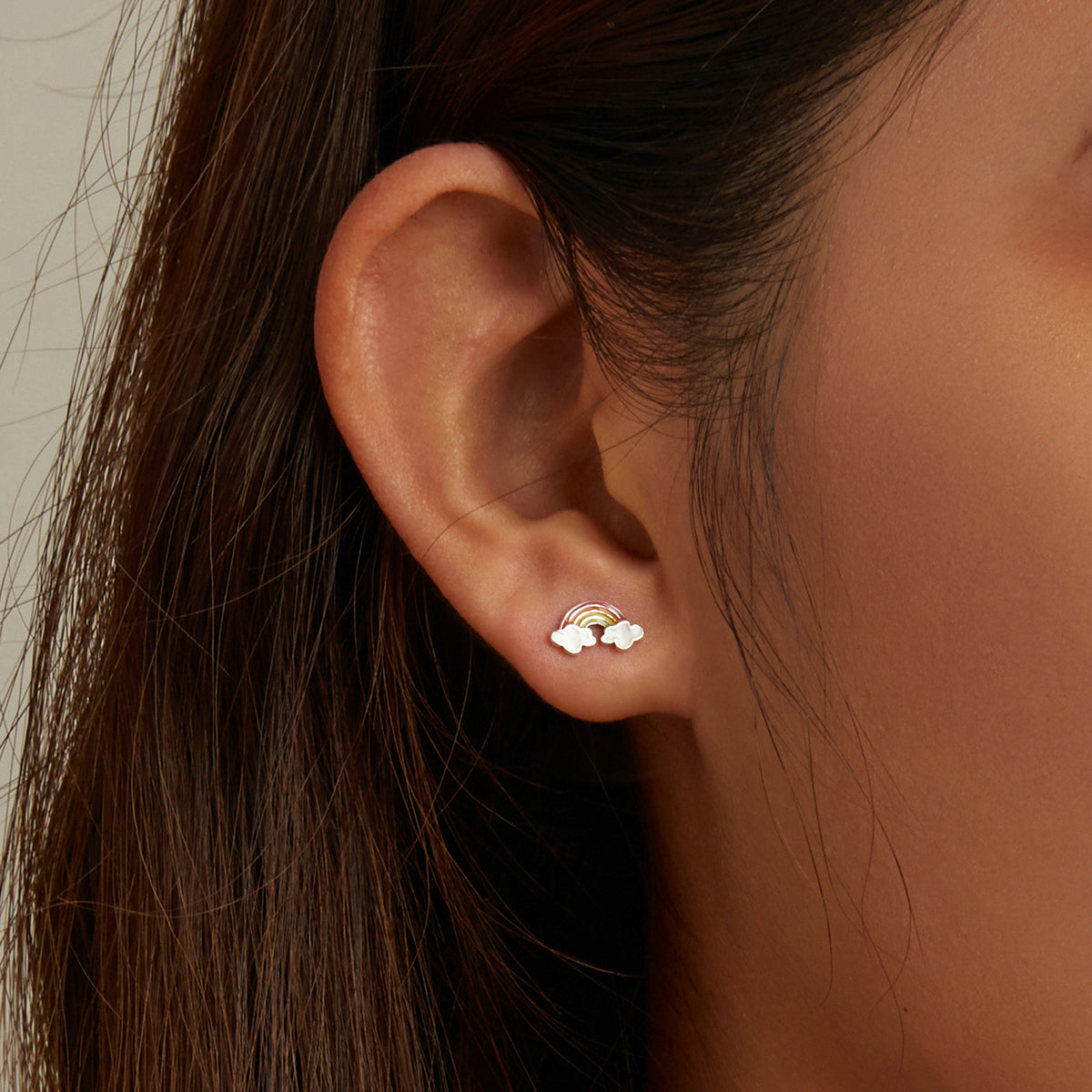 Rainbow Cloud Stud Earrings