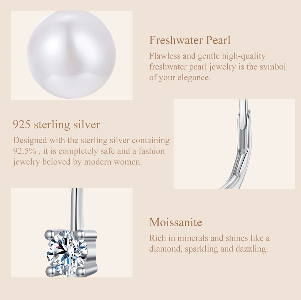 Pearl Accent Moissanite Spring Earrings