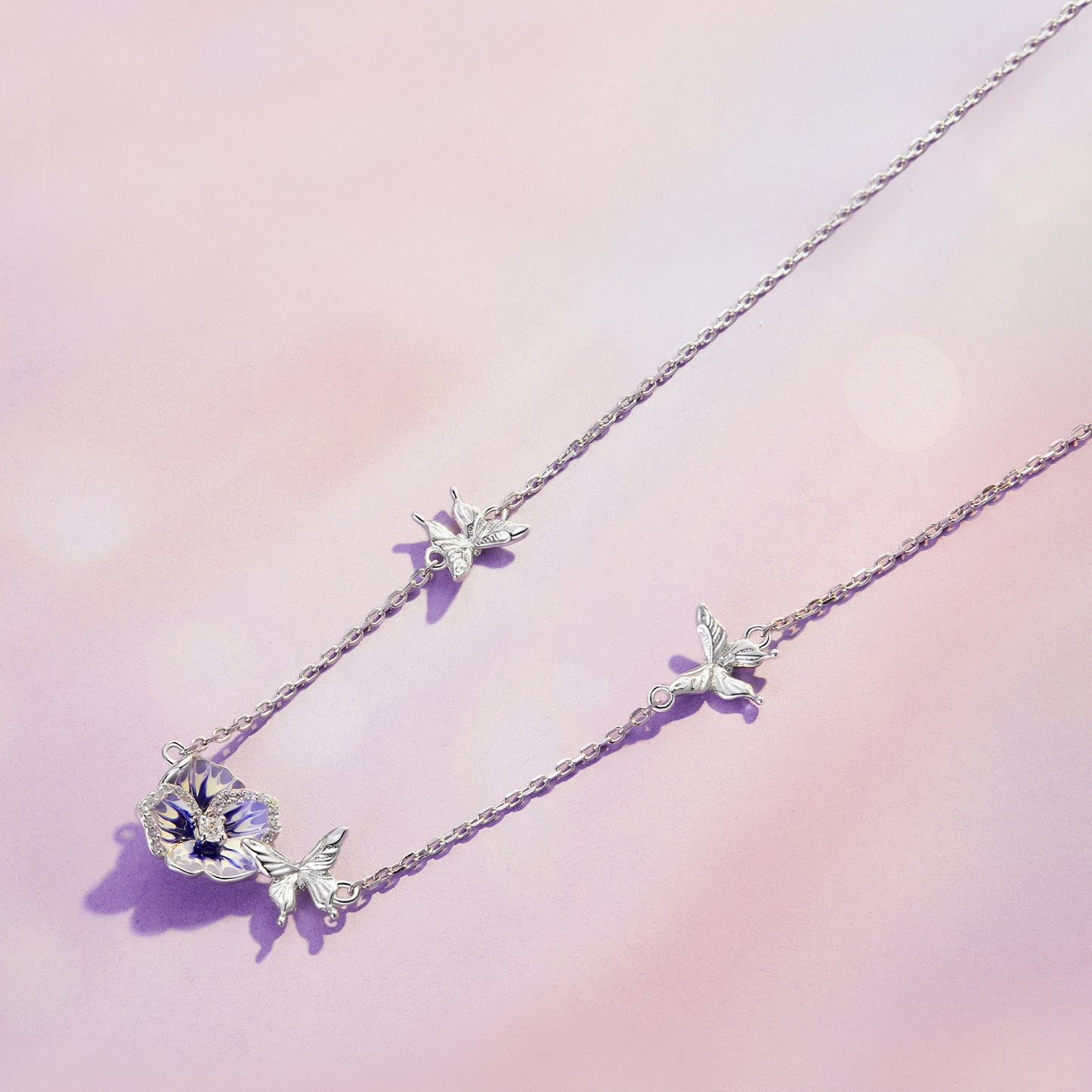 Adjustable Viola Flower Necklace