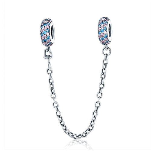 Pink and Blue Miracle Safety Chain Charm for Bracelet