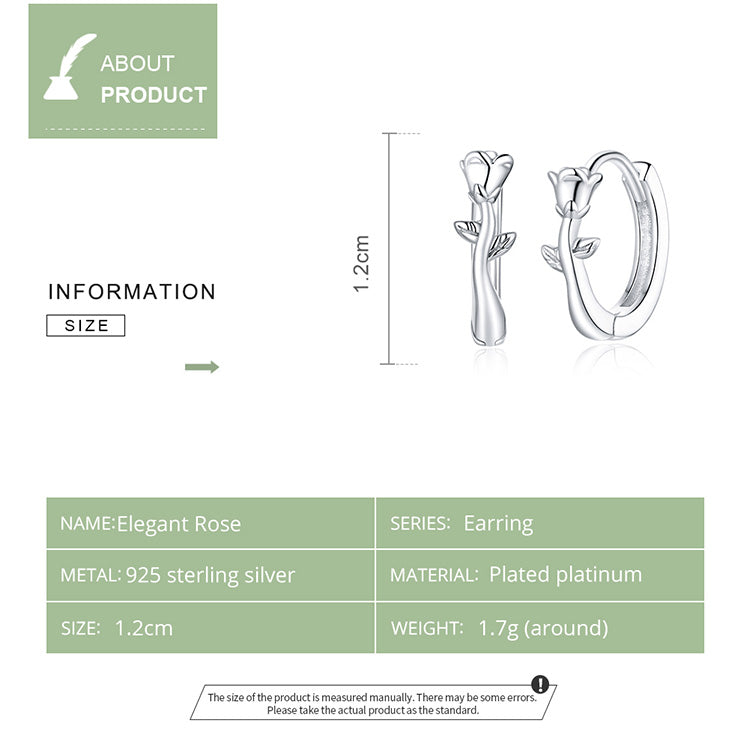 Elegant Rose Hoop Earrings