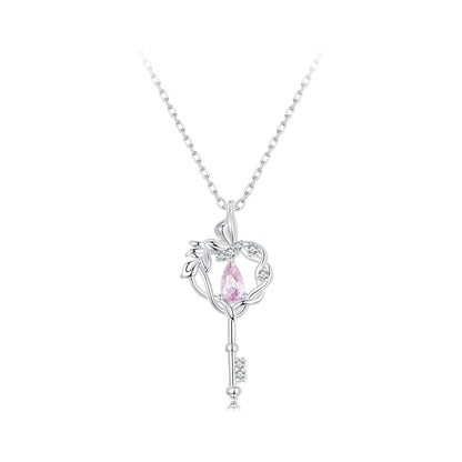 Butterfly Vine Heart Key Necklace