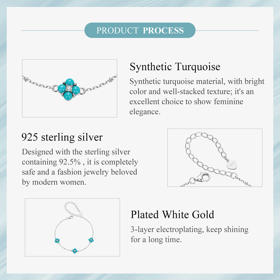 Turquoise Clover Charm Bracelet