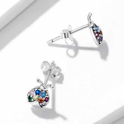 Iridescent Beetle Stud Earrings