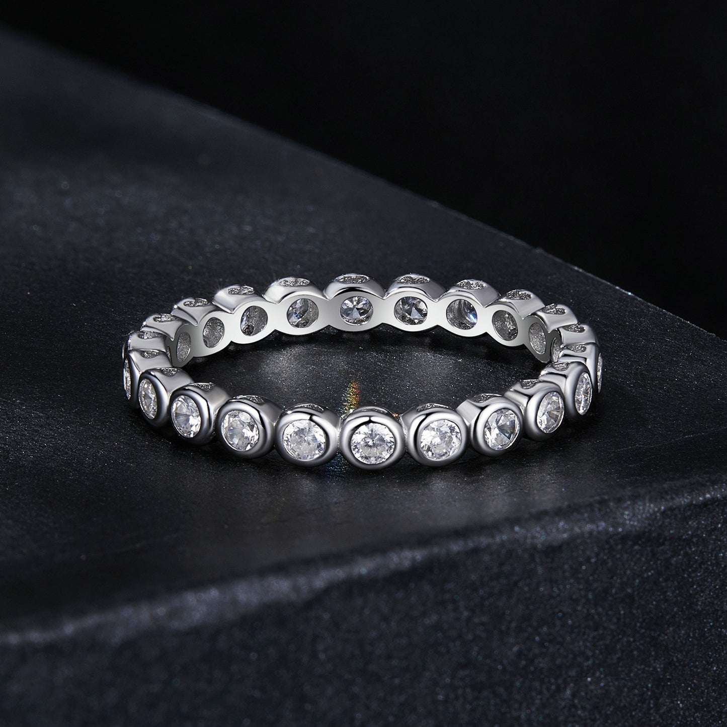 Shimmering Channel-Set Moissanite Ring