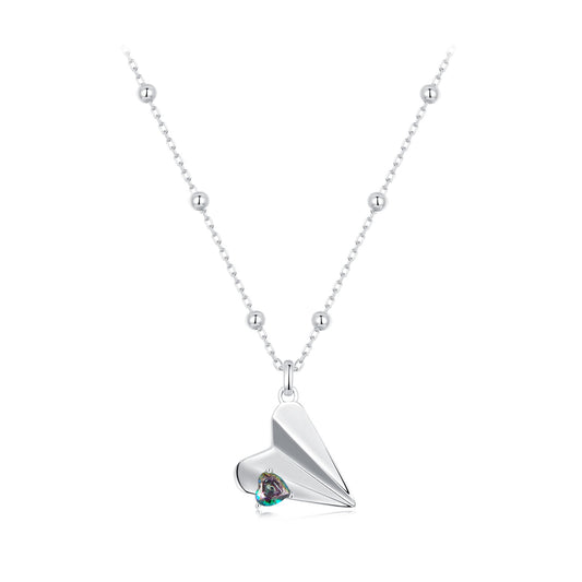 Jet Black Airplane Necklace