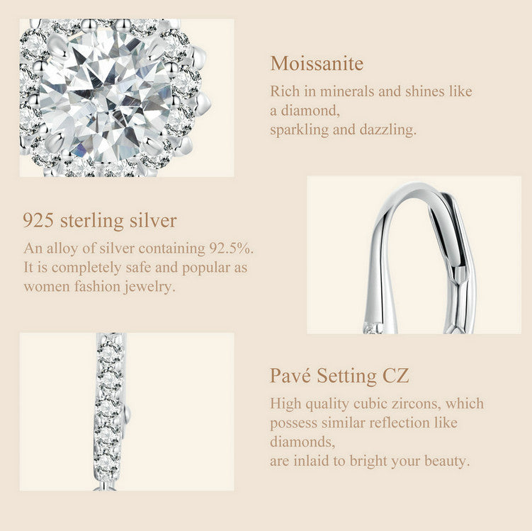 Sparkling 1ct Moissanite Spring Ear Climbers