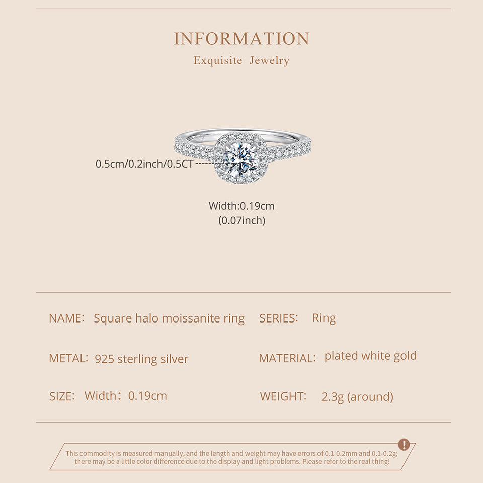 Square Halo Moissanite Ring