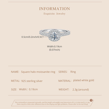 Square Halo Moissanite Ring