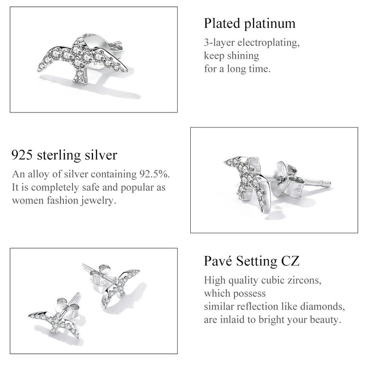 Compact Swallow Stud Earrings
