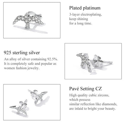 Compact Swallow Stud Earrings