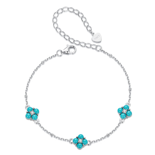 Turquoise Clover Charm Bracelet