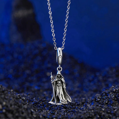 Wand-wielding Grim Reaper Pendant Charm