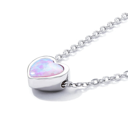 Opal Heart Pendant Necklace