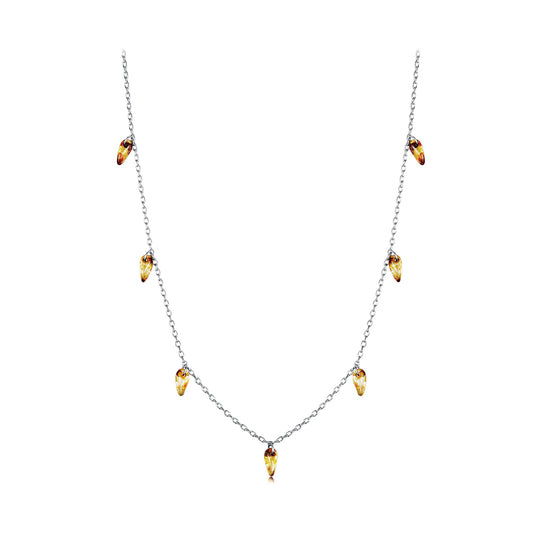 Amber Fringe Neck Chain Necklace