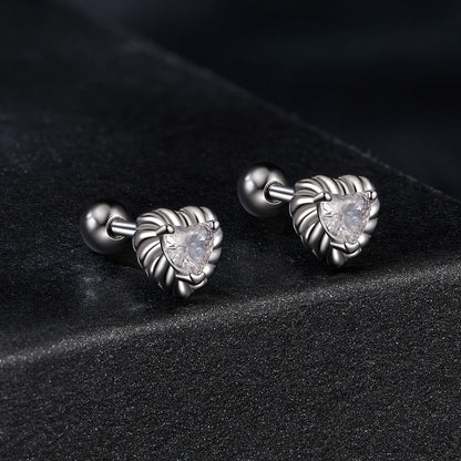 Spiral Ball Moissanite Studs (Heart)