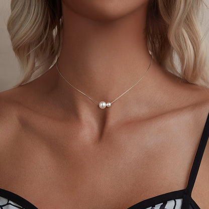 Simulated Pearl Collarbone Necklace